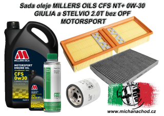 Sada oleje Motorsport Millers Oils GIULIA a STELVIO 2.0T bez OPF!