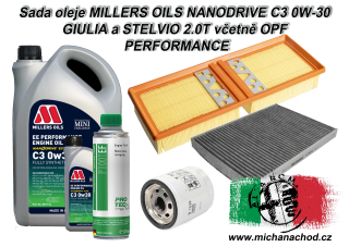 Sada oleje Performance Millers Oils GIULIA a STELVIO 2.0T 
